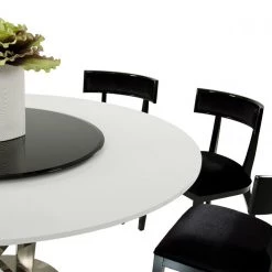 VIG Dining Room A&X Spiral - Modern Round White Dining Table With Lazy Susan