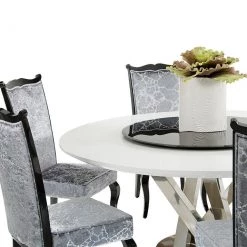 VIG Dining Room A&X Spiral - Modern Round White Dining Table With Lazy Susan