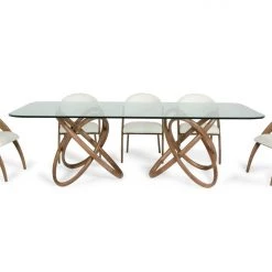 VIG Dining Room Modrest Mason Modern Glass & Walnut Dining Table