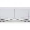 VIG Side & Console Table Modrest Duke - Modern White & Stainless Steel TV Stand