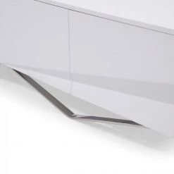 VIG Side & Console Table Modrest Duke - Modern White & Stainless Steel TV Stand