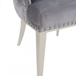 VIG Modrest Dumas - Contemporary Grey Velvet & Stainless Steel Dining Chair (Set Of 2)