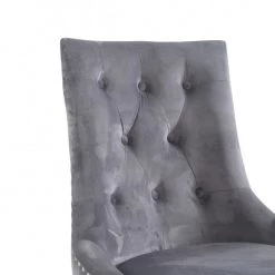 VIG Modrest Dumas - Contemporary Grey Velvet & Stainless Steel Dining Chair (Set Of 2)