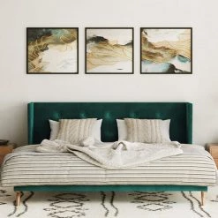 VIG Beds & Headboards Nova Domus Durango Modern Green Fabric & Walnut Bed