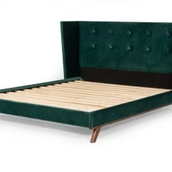VIG Beds & Headboards Nova Domus Durango Modern Green Fabric & Walnut Bed
