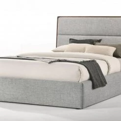 VIG Modrest Dustin - Modern Grey Fabric & Walnut Trimmed Bed