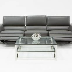 VIG Living Room Divani Casa Maine Modern Grey Eco-Leather Sofa W/ Electric Recliners