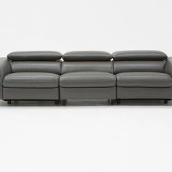 VIG Living Room Divani Casa Maine Modern Grey Eco-Leather Sofa W/ Electric Recliners