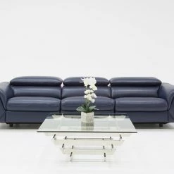 VIG Divani Casa Maine Modern Blue Eco-Leather Sofa W/ Electric Recliners