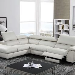 VIG Divani Casa Maine - Modern Light Grey Eco-Leather Left Facing Sectional Sofa With Recliner