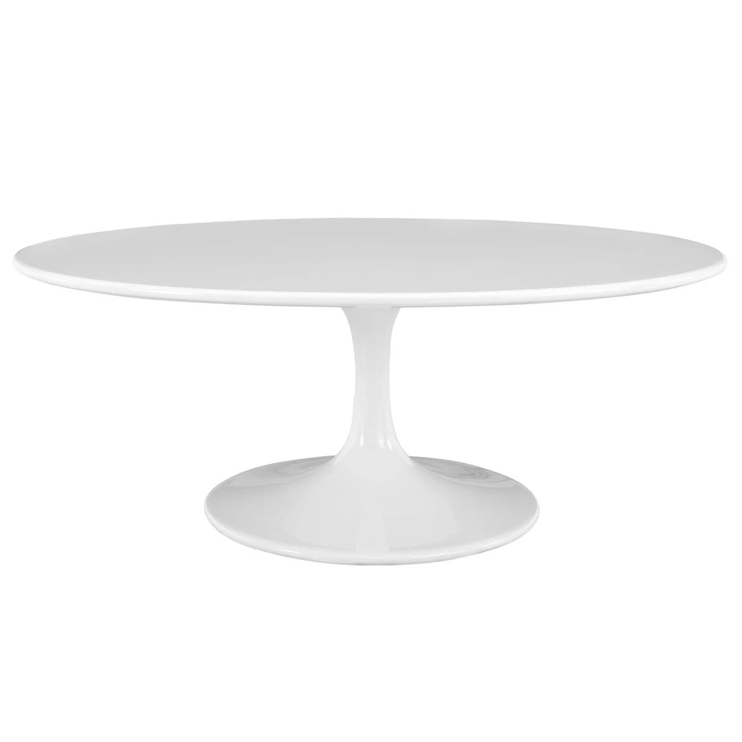 Modway Living Room Lippa 42" Oval-Shaped Wood Top Coffee Table In White