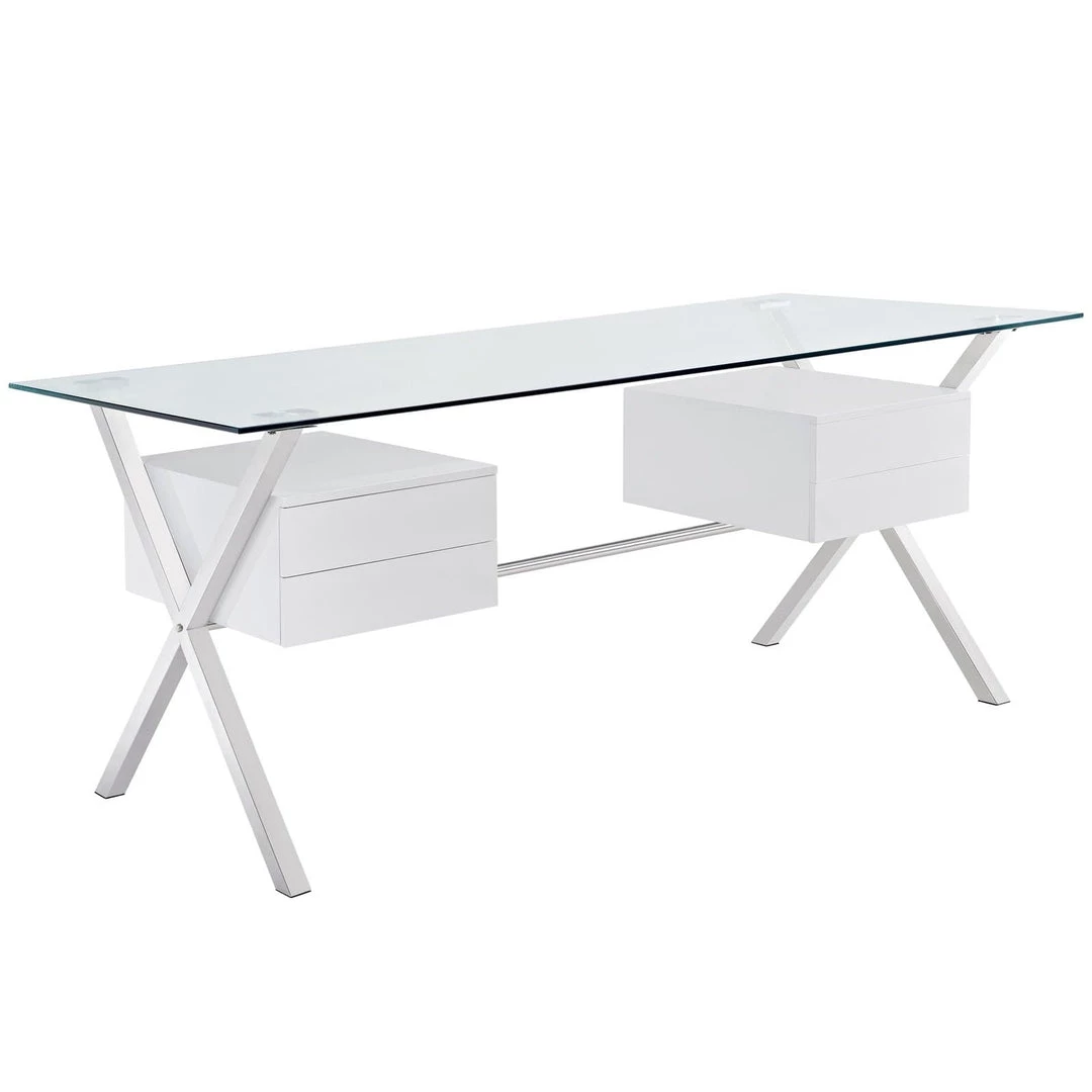 Modway Abeyance Glass Top Office Desk