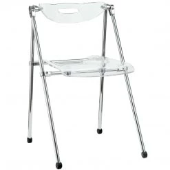 Modway Dining Room Telescope Folding Chair In Clear