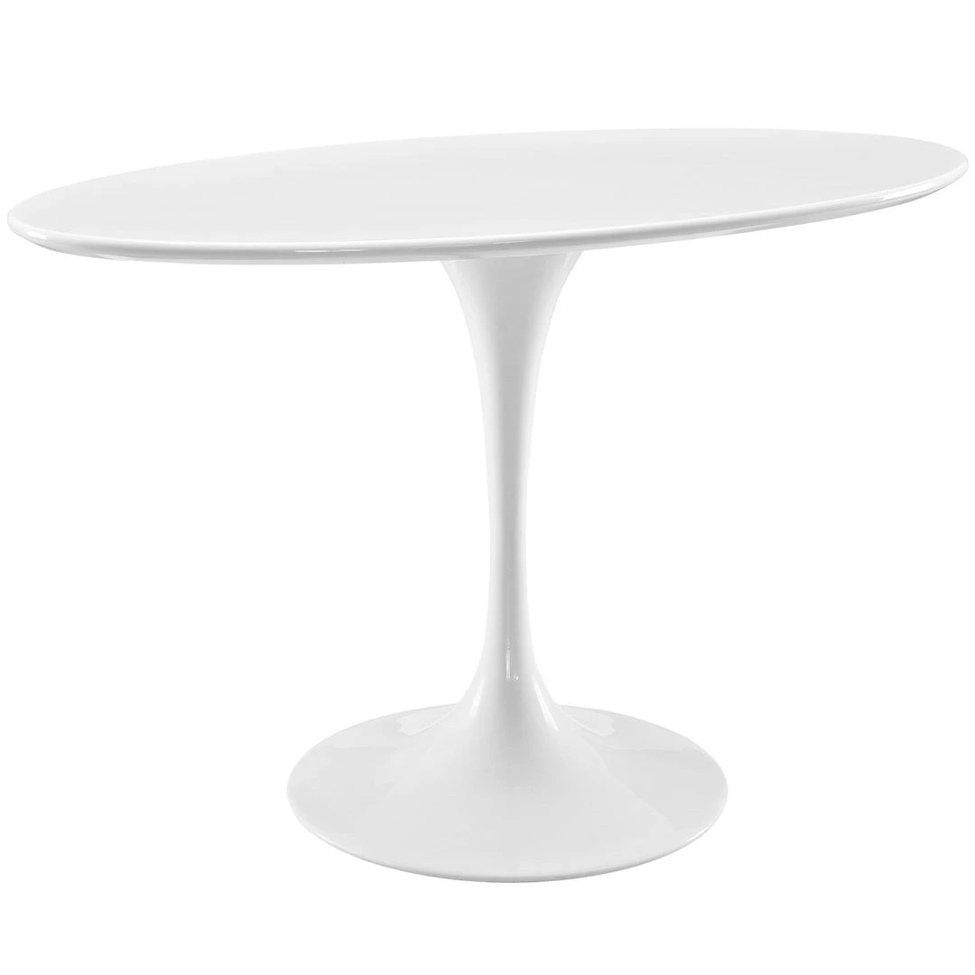 Modway Lippa 48" Oval Wood Top Dining Table In White