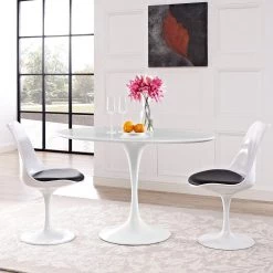 Modway Lippa 48" Oval Wood Top Dining Table In White
