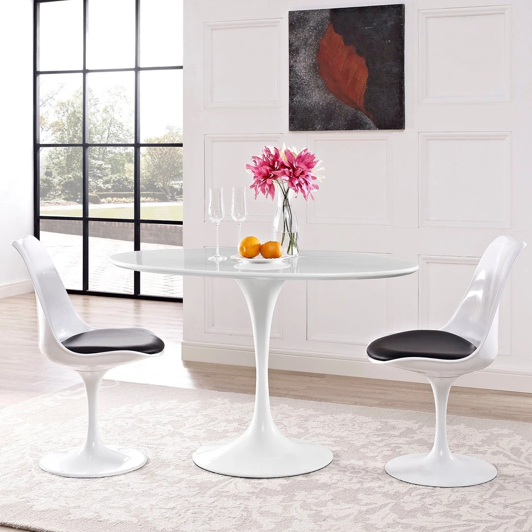 Modway Lippa 48" Oval Wood Top Dining Table In White