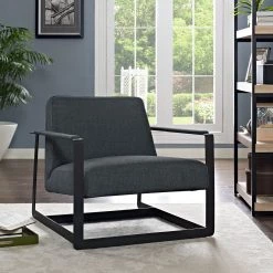 Modway Living Room Seg Upholstered Fabric Accent Chair In Gray
