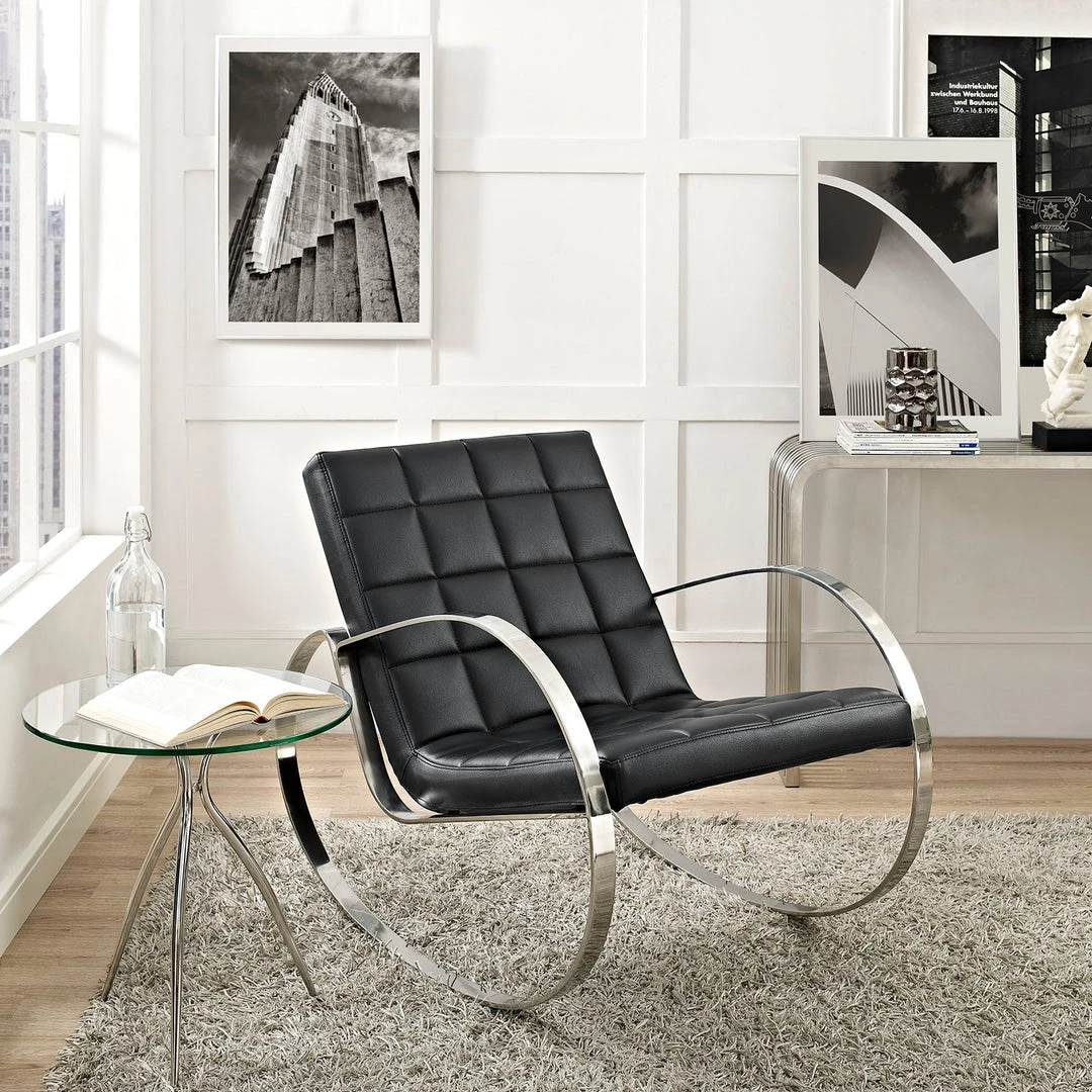 Modway Gravitas Upholstered Vinyl Lounge Chair Living Room