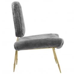 Modway Living Room Ponder Upholstered Sheepskin Fur Lounge Chair