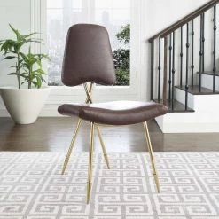 Modway Living Room Ponder Antique Faux Leather Dining Side Chair In Brown