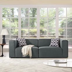 Modway Mingle 2 Piece Upholstered Fabric Sectional Living Room
