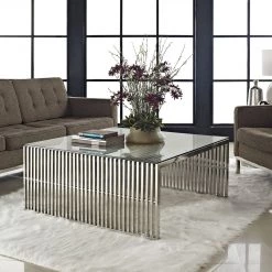 Modway Living Room Gridiron Coffee Table In Silver