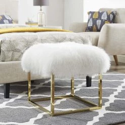 Modway Anticipate Ottoman In Gold White