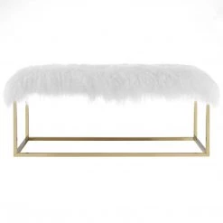 Modway Bedroom Anticipate White Sheepskin Bench