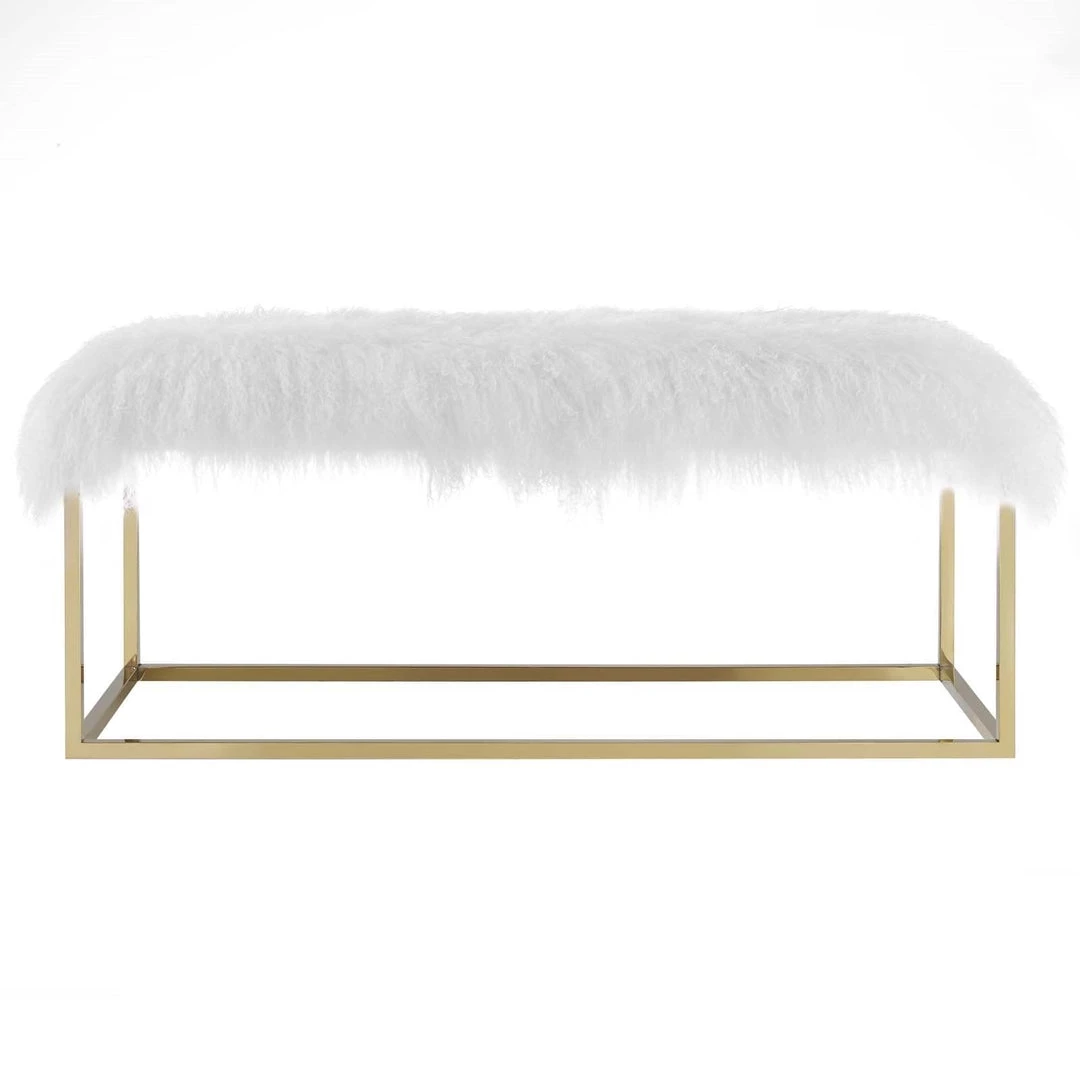 Modway Bedroom Anticipate White Sheepskin Bench