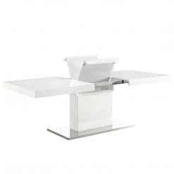 Modway Vector Expandable Dining Table In White Silver