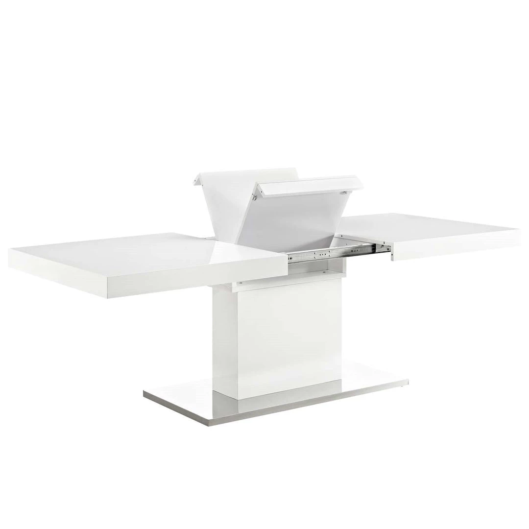 Modway Vector Expandable Dining Table In White Silver