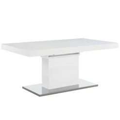 Modway Vector Expandable Dining Table In White Silver