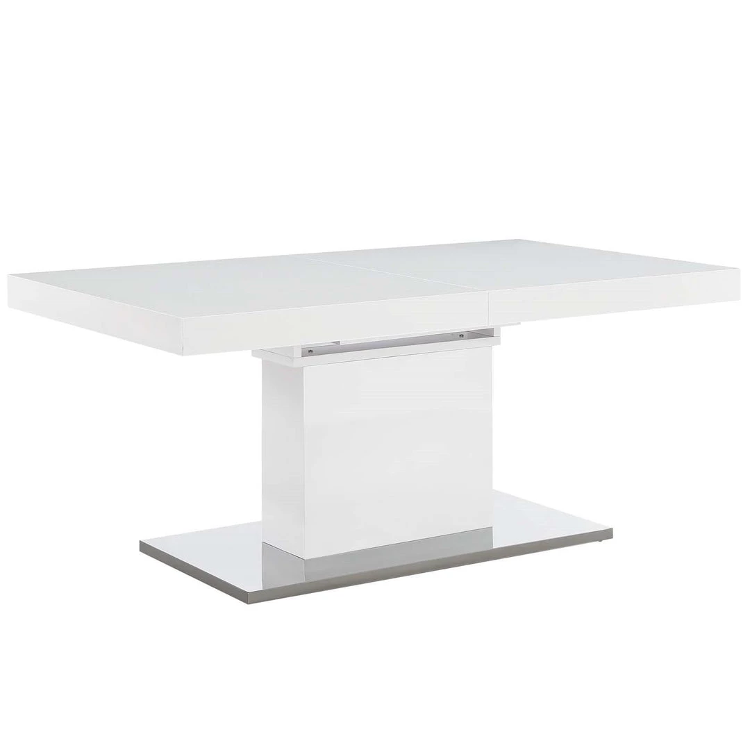 Modway Vector Expandable Dining Table In White Silver