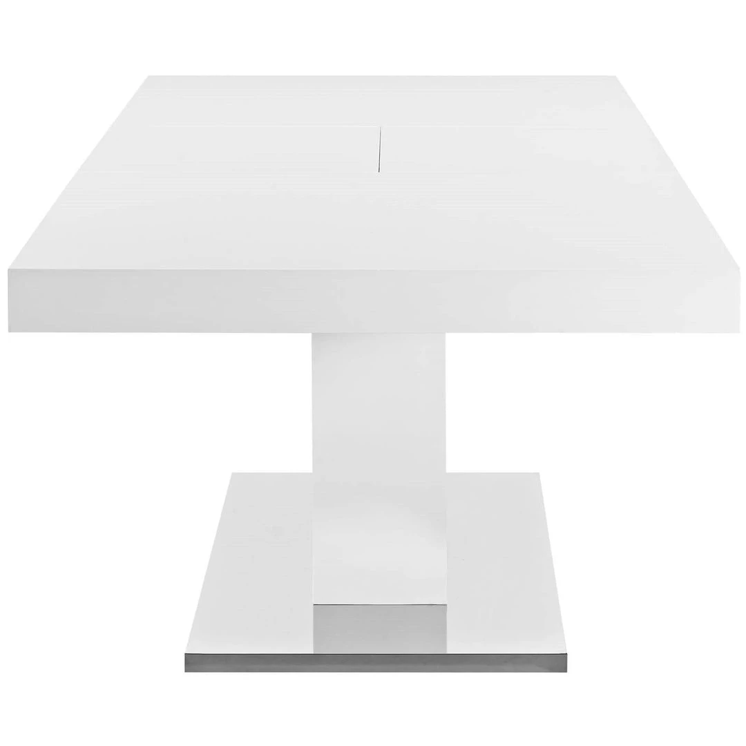 Modway Vector Expandable Dining Table In White Silver