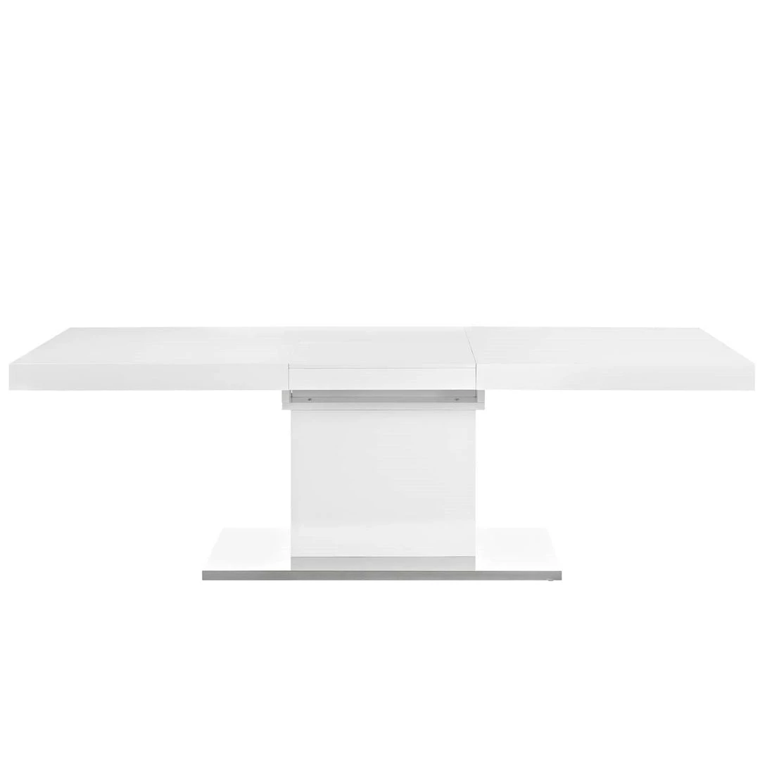 Modway Vector Expandable Dining Table In White Silver