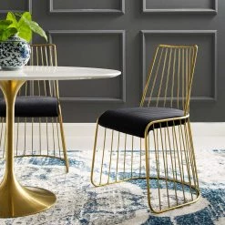 Modway Gold Stainless Steel Performance Velvet Dining Chair