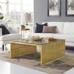 Modway Living Room Gold Gridiron Coffee Table