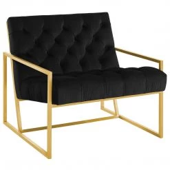 Modway Living Room Bequest Velvet Gold Stainless Steel Accent Chair