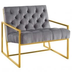 Modway Living Room Bequest Velvet Gold Stainless Steel Accent Chair
