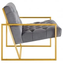 Modway Living Room Bequest Velvet Gold Stainless Steel Accent Chair