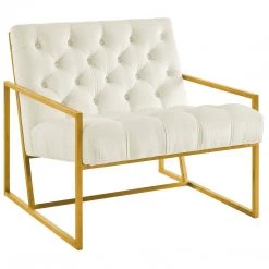 Modway Living Room Bequest Velvet Gold Stainless Steel Accent Chair