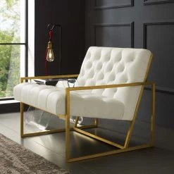 Modway Living Room Bequest Velvet Gold Stainless Steel Accent Chair