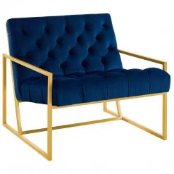 Modway Living Room Bequest Velvet Gold Stainless Steel Accent Chair