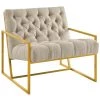 Modway Living Room Bequest Gold Stainless Steel Upholstered Fabric Accent Chair