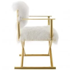 Modway Action Pure White Cashmere Accent Director's Chair In Gold White Living Room