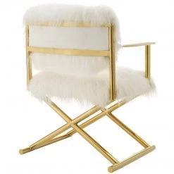 Modway Action Pure White Cashmere Accent Director's Chair In Gold White Living Room