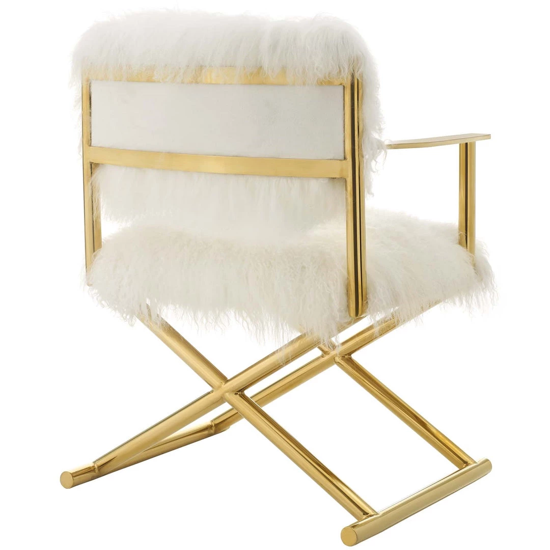 Modway Action Pure White Cashmere Accent Director's Chair In Gold White Living Room