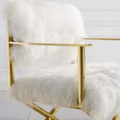 Modway Action Pure White Cashmere Accent Director's Chair In Gold White Living Room