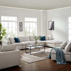 Modway Living Room Cloud Down Filled 5 Pcs Modular Sectional