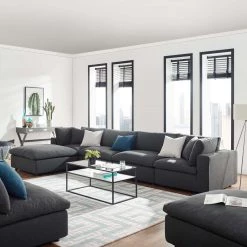 Modway Living Room Cloud Down Filled 5 Pcs Modular Sectional